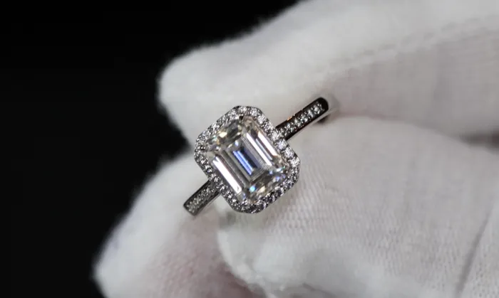 Rings Lab Diamonds London 20ct Moissanite Diamond Ring Emerald Cut Moissanite Diamond Engagement Ring