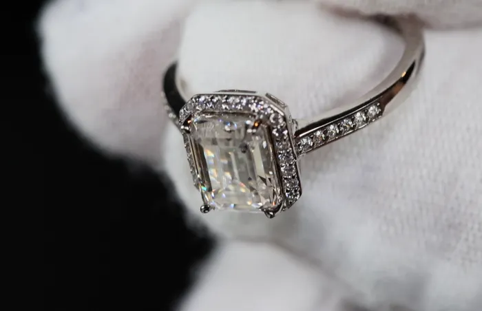 Rings Lab Diamonds London 20ct Moissanite Diamond Ring Emerald Cut Moissanite Diamond Engagement Ring