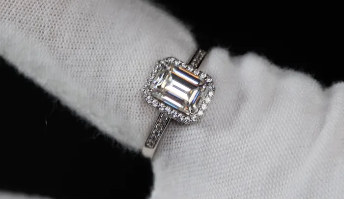 Rings Lab Diamonds London 20ct Moissanite Diamond Ring Emerald Cut Moissanite Diamond Engagement Ring