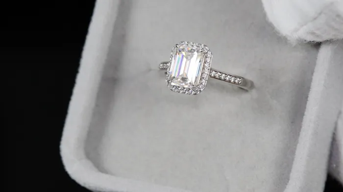Rings Lab Diamonds London 20ct Moissanite Diamond Ring Emerald Cut Moissanite Diamond Engagement Ring
