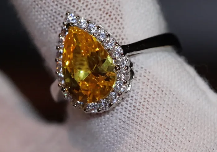 Rings Lab Diamonds London Womens Yellow Diamond Ring Yellow Pear Cut Diamond Engagement Ring
