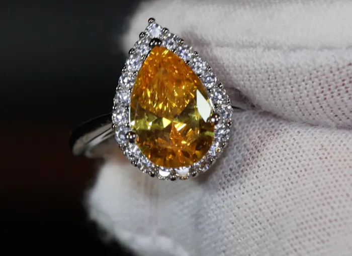Rings Lab Diamonds London Womens Yellow Diamond Ring Yellow Pear Cut Diamond Engagement Ring