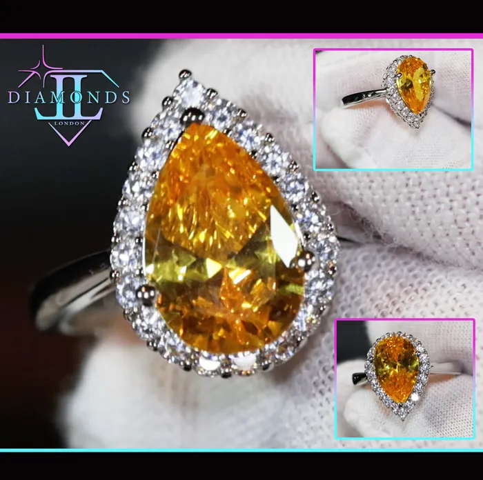 Rings Lab Diamonds London Womens Yellow Diamond Ring Yellow Pear Cut Diamond Engagement Ring