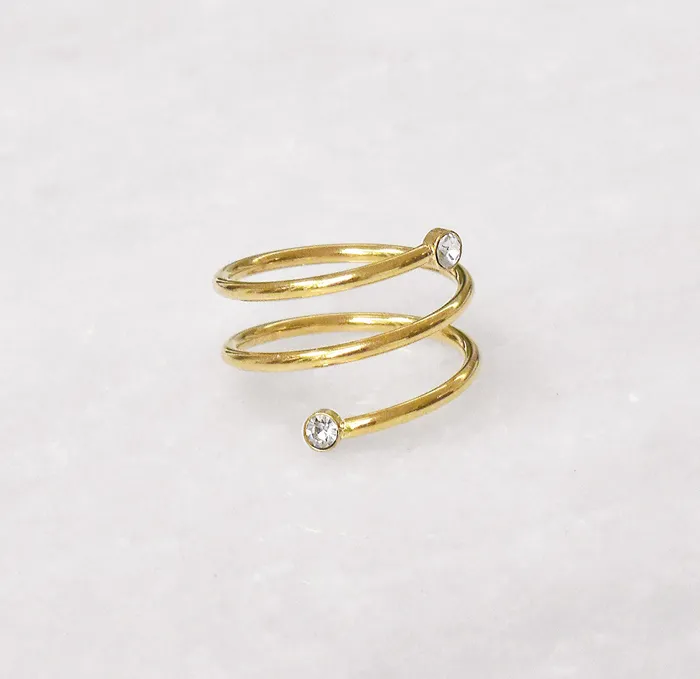 Rings Mai Dsire 18K GOLD SPIRAL CZ STONE RING SAMPLE