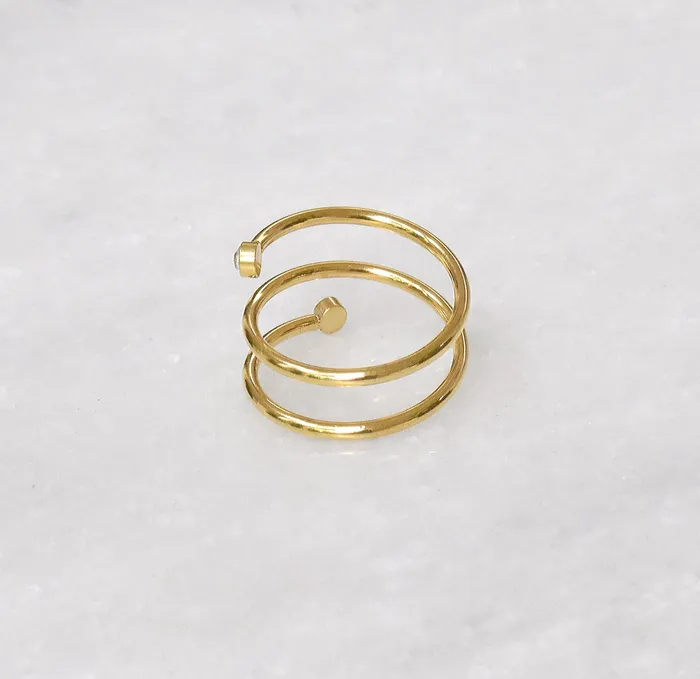 Rings Mai Dsire 18K GOLD SPIRAL CZ STONE RING SAMPLE