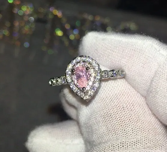 Rings Minx London Pink Diamond Ring Teardrop Ring Pear Shape Ring Teardrop Engagement Ring Halo Wedding Ring Engagement Ring Diamond Wedding Ring
