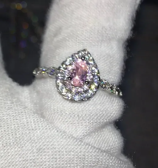 Rings Minx London Pink Diamond Ring Teardrop Ring Pear Shape Ring Teardrop Engagement Ring Halo Wedding Ring Engagement Ring Diamond Wedding Ring