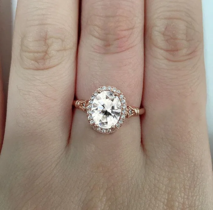 Rings Minx London Rose Gold ring Oval Diamond Shape Ring Rose Gold Round Diamond ring Rose Gold Ring with Diamonds Womens Rose Gold Ring Halo Ring