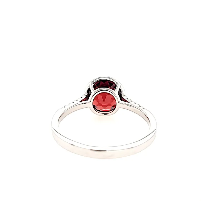 Rings PeJay 14k White Gold Bezel Garnet Diamond Ring I8022