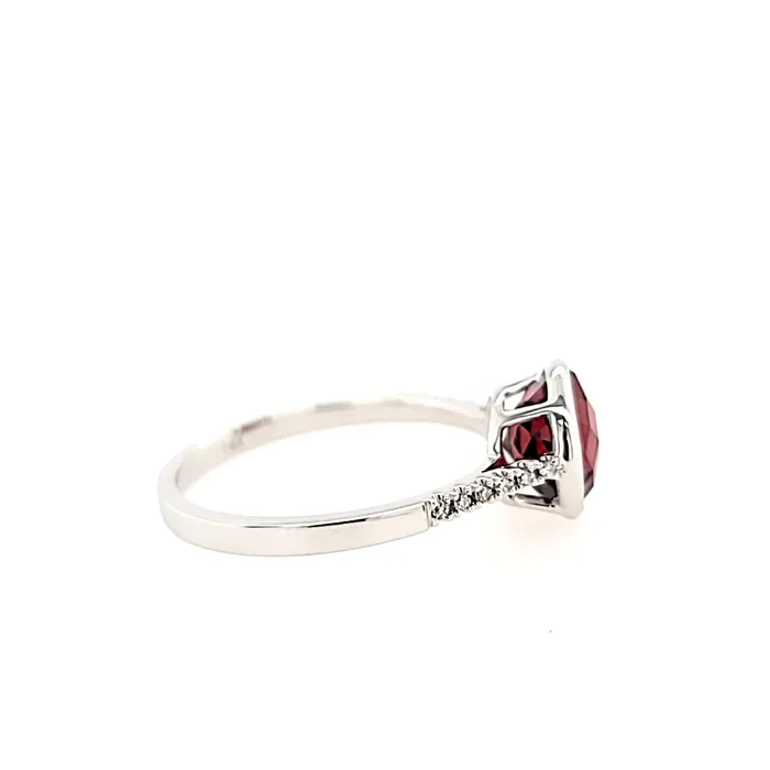 Rings PeJay 14k White Gold Bezel Garnet Diamond Ring I8022