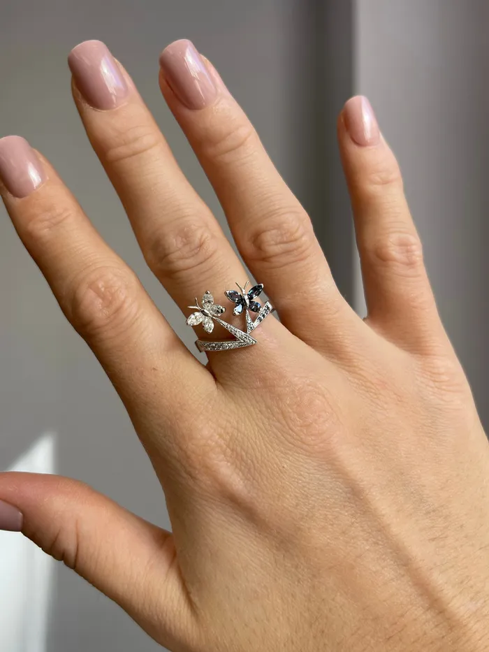 Rings Safiya Jewels Butterfly Love 18K White Gold Natural Alexandrite Ring