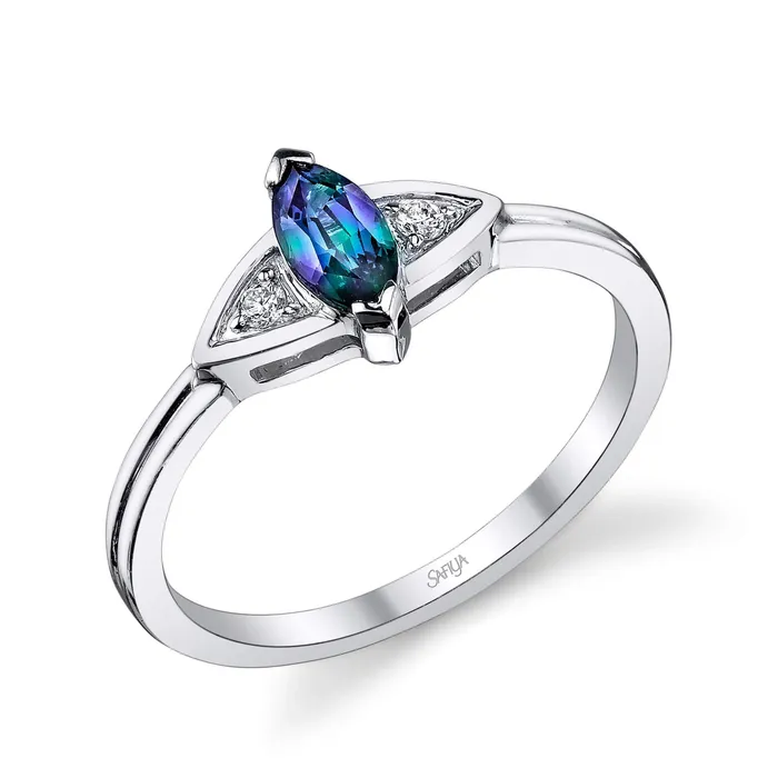 Rings Solstice 14K White Gold Natural Alexandrite Ring Safiya Jewels