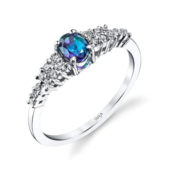 Rings Tranquility 14K White Gold Natural Alexandrite Ring Safiya Jewels Rings Tranquility 14K White Gold Natural Alexandrite Ring Safiya Jewels