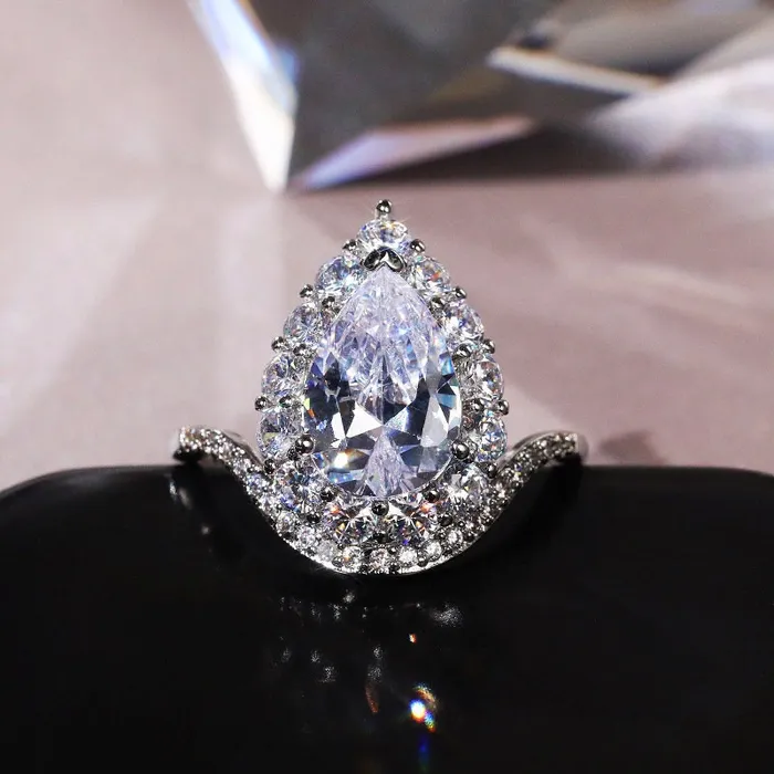 Rings Water Drop Ring Pear Shape Ring Tear Drop Diamond Ring Engagement Ring Diamond Pear Shaped Engagement Ring Teardrop Ring Minx London