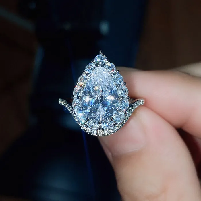Rings Water Drop Ring Pear Shape Ring Tear Drop Diamond Ring Engagement Ring Diamond Pear Shaped Engagement Ring Teardrop Ring Minx London