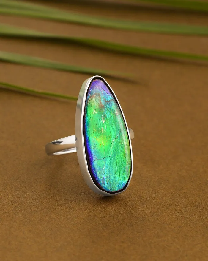 Rings YoTreasure 1165 Ct Ammoite Ring Solid 925 Sterling Silver Jewlry
