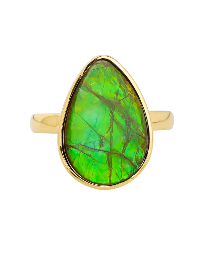 Rings YoTreasure 14K Gold Vermeil Over 925 Silver 77 Cts Ammolite Gemstone Ring Rings YoTreasure 14K Gold Vermeil Over 925 Silver 77 Cts Ammolite Gemstone Ring