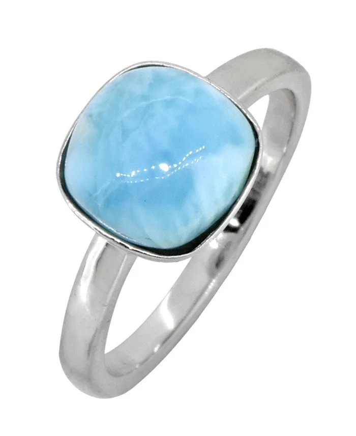 Rings YoTreasure 394 Ct Larimar Solid 925 Sterling Silver Ring Jewelry