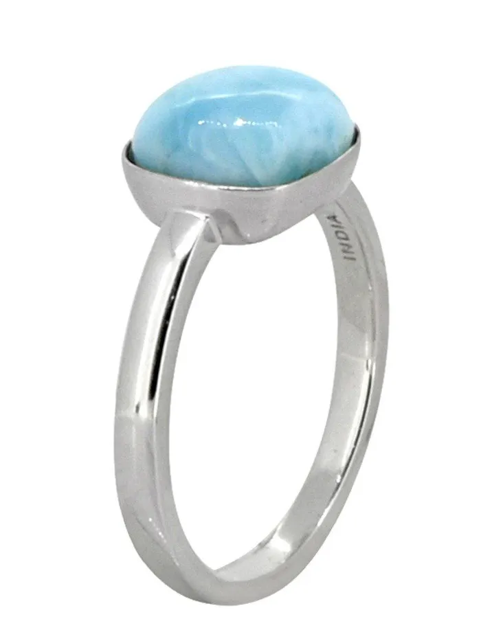 Rings YoTreasure 394 Ct Larimar Solid 925 Sterling Silver Ring Jewelry