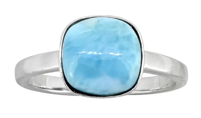 Rings YoTreasure 394 Ct Larimar Solid 925 Sterling Silver Ring Jewelry
