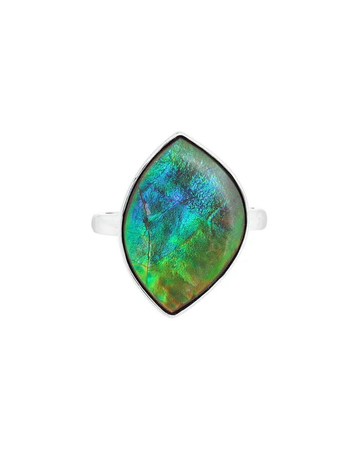 Rings YoTreasure 565 Ct Ammoite Ring Solid 925 Sterling Silver Jewlry