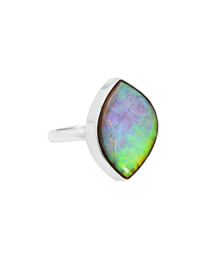 Rings YoTreasure 565 Ct Ammoite Ring Solid 925 Sterling Silver Jewlry
