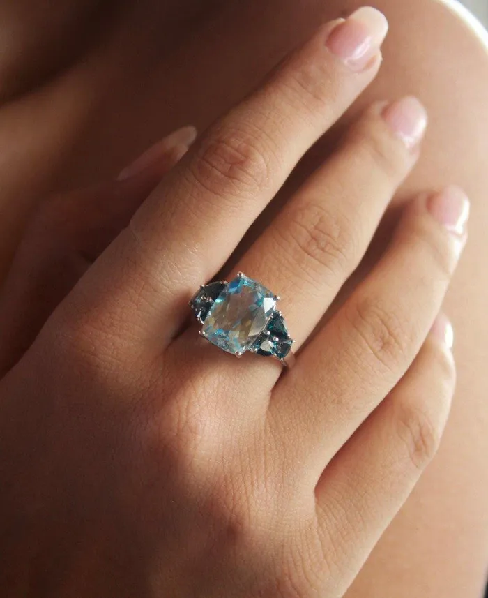 Rings YoTreasure 730 Ct Blue Topaz Solid 925 Sterling Silver Ring Jewelry
