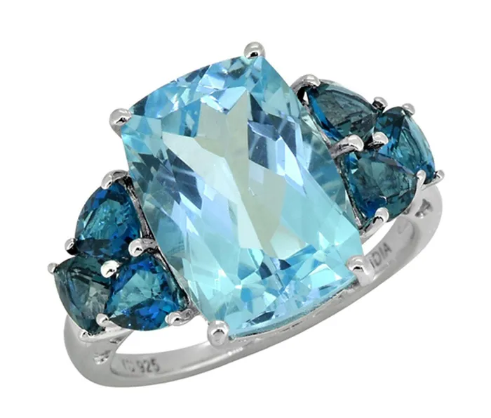 Rings YoTreasure 730 Ct Blue Topaz Solid 925 Sterling Silver Ring Jewelry