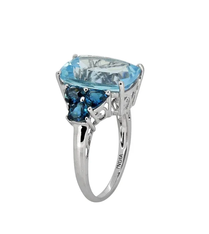 Rings YoTreasure 730 Ct Blue Topaz Solid 925 Sterling Silver Ring Jewelry