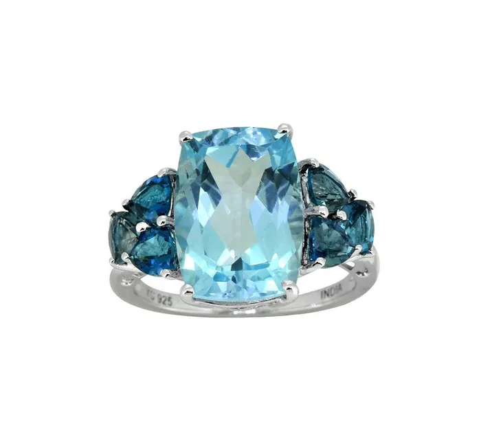 Rings YoTreasure 730 Ct Blue Topaz Solid 925 Sterling Silver Ring Jewelry