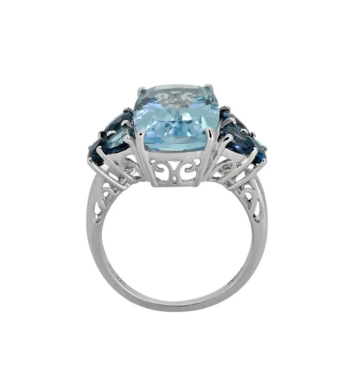 Rings YoTreasure 730 Ct Blue Topaz Solid 925 Sterling Silver Ring Jewelry