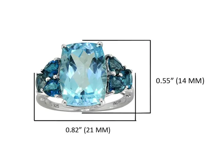 Rings YoTreasure 730 Ct Blue Topaz Solid 925 Sterling Silver Ring Jewelry