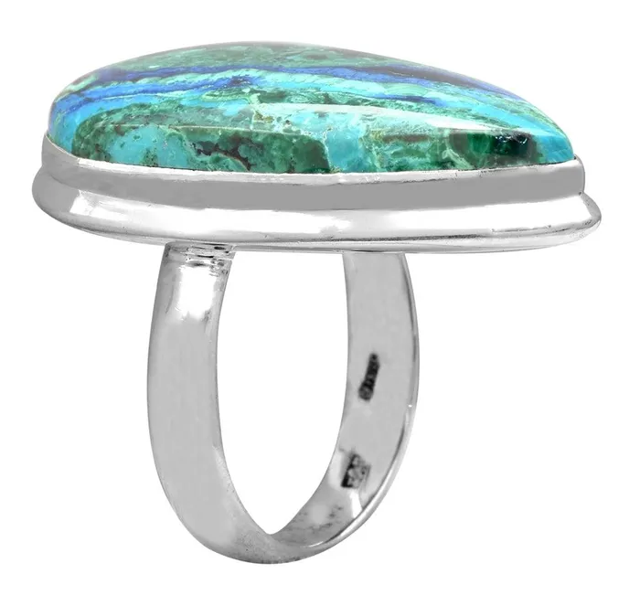 Rings YoTreasure Azurite Malachite 925 Sterling Silver Rings Silver Jewelry