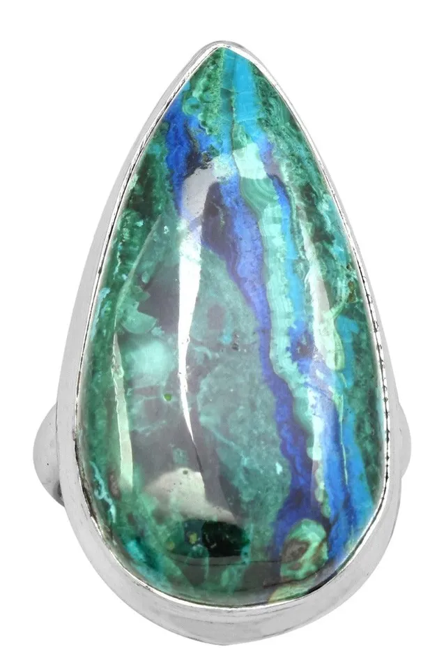 Rings YoTreasure Azurite Malachite 925 Sterling Silver Rings Silver Jewelry