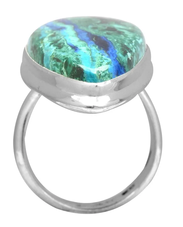 Rings YoTreasure Azurite Malachite 925 Sterling Silver Rings Silver Jewelry