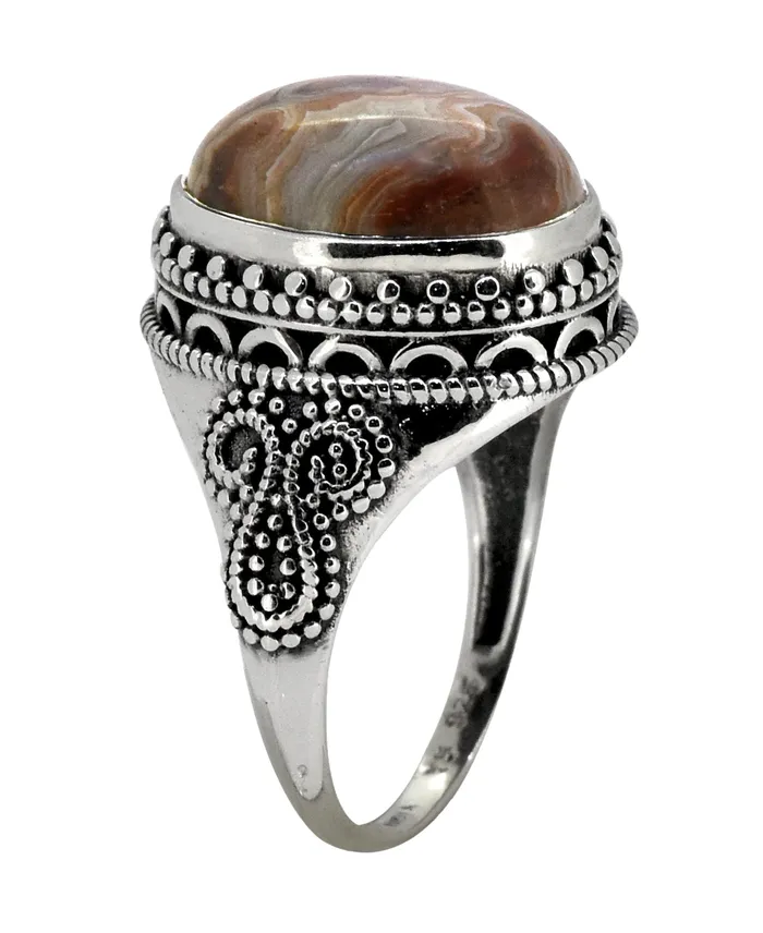 Rings YoTreasure Crazy Lace Agate 925 Sterling Silver Ring