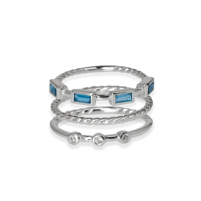 Rings YoTreasure London Blue Topaz Love Ring 925 Sterling Silver Stackable Rings Set Rings YoTreasure London Blue Topaz Love Ring 925 Sterling Silver Stackable Rings Set