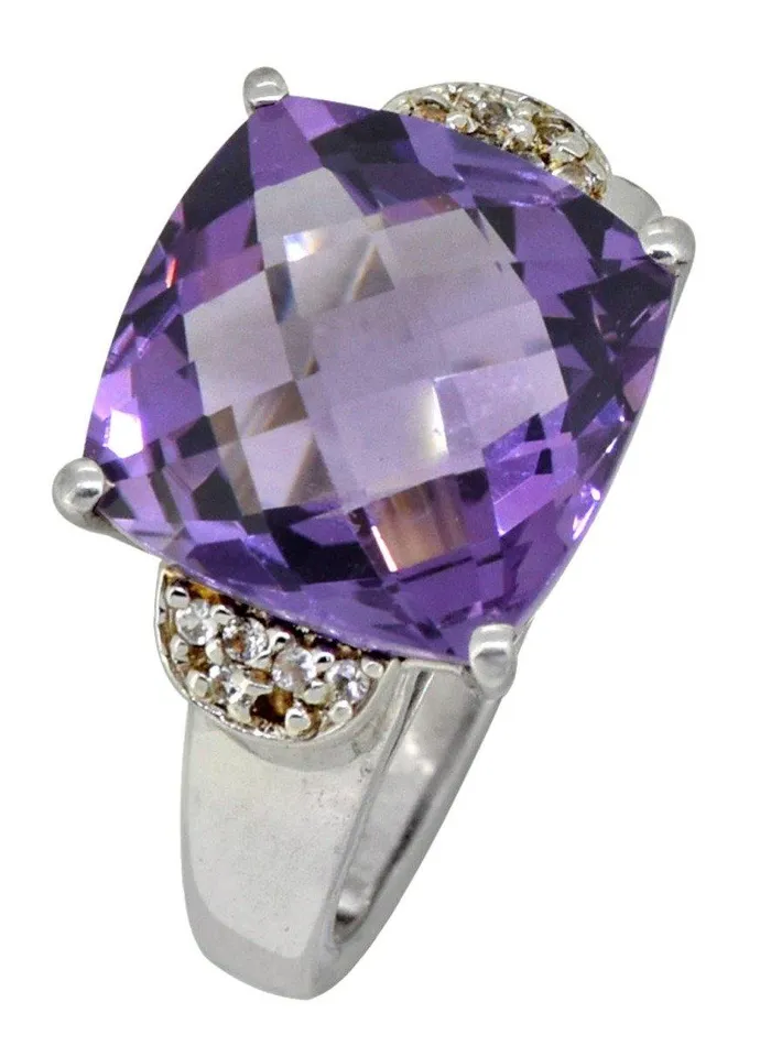 Rings YoTreasure Purple Amethyst White Topaz Solid 925 Sterling Silver Ring Jewelry Rings YoTreasure Purple Amethyst White Topaz Solid 925 Sterling Silver Ring Jewelry