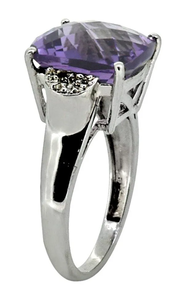 Rings YoTreasure Purple Amethyst White Topaz Solid 925 Sterling Silver Ring Jewelry