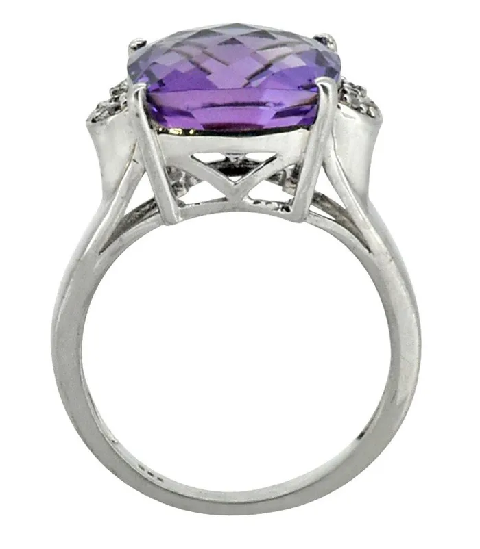Rings YoTreasure Purple Amethyst White Topaz Solid 925 Sterling Silver Ring Jewelry