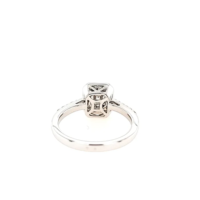 Rings Zeghani 14k White Gold Baguette Round Diamond Cluster Engagement Ring I4193 Rings Zeghani 14k White Gold Baguette Round Diamond Cluster Engagement Ring I4193