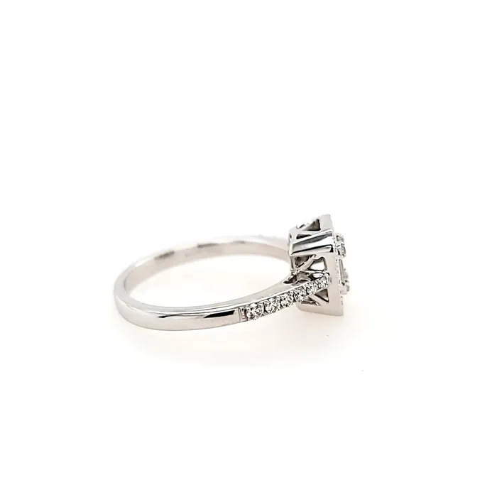 Rings Zeghani 14k White Gold Baguette Round Diamond Cluster Engagement Ring I4193 Rings Zeghani 14k White Gold Baguette Round Diamond Cluster Engagement Ring I4193