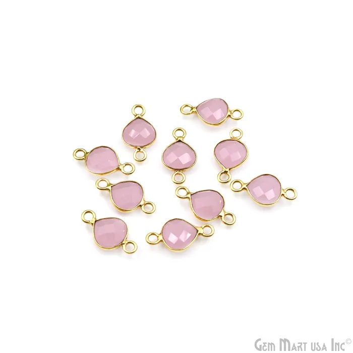 Rose Chalcedony 7mm Heart Shape Double Bail Gold Plated Gemstone Connector GemmartUSA Necklaces Rose Chalcedony 7mm Heart Shape Double Bail Gold Plated Gemstone Connector GemmartUSA Necklaces