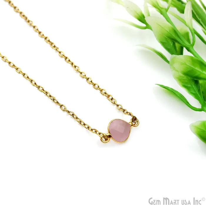 Rose Chalcedony 7mm Heart Shape Double Bail Gold Plated Gemstone Connector GemmartUSA Necklaces Rose Chalcedony 7mm Heart Shape Double Bail Gold Plated Gemstone Connector GemmartUSA Necklaces