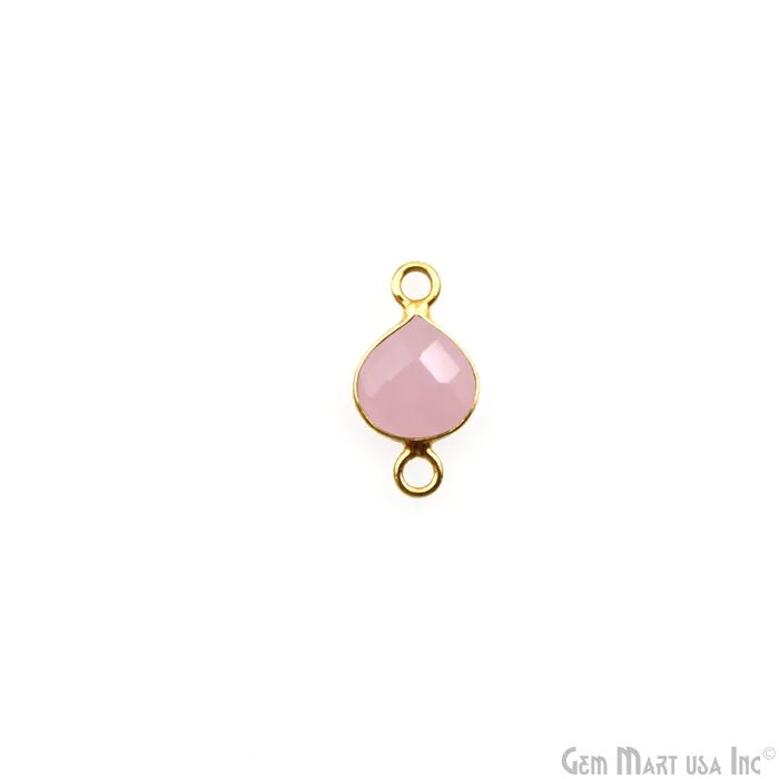 Rose Chalcedony 7mm Heart Shape Double Bail Gold Plated Gemstone Connector GemmartUSA Necklaces Rose Chalcedony 7mm Heart Shape Double Bail Gold Plated Gemstone Connector GemmartUSA Necklaces