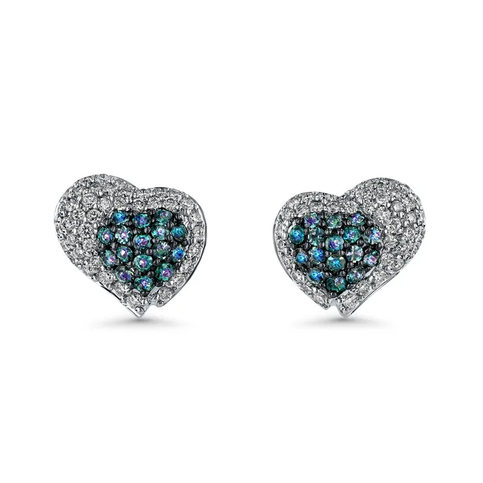 Safiya Jewels Earrings Love Hearts 18K White Gold Natural Alexandrite Earring Safiya Jewels Earrings Love Hearts 18K White Gold Natural Alexandrite Earring