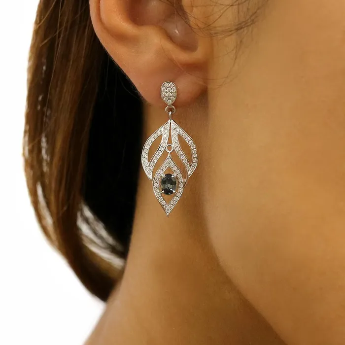 Safiya Jewels Earrings New Leaf 14K White Gold Natural Alexandrite Earring