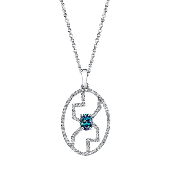 Safiya Jewels Necklaces Love Symbol 14K White Gold Natural Alexandrite Pendant Safiya Jewels Necklaces Love Symbol 14K White Gold Natural Alexandrite Pendant