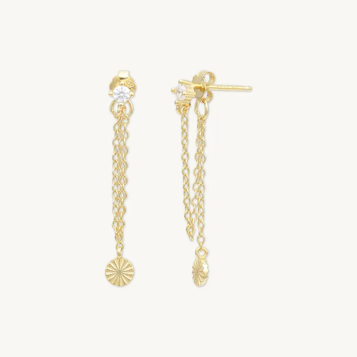 Sapphire Dangle Disc Chain Earrings Camile Stone Earrings