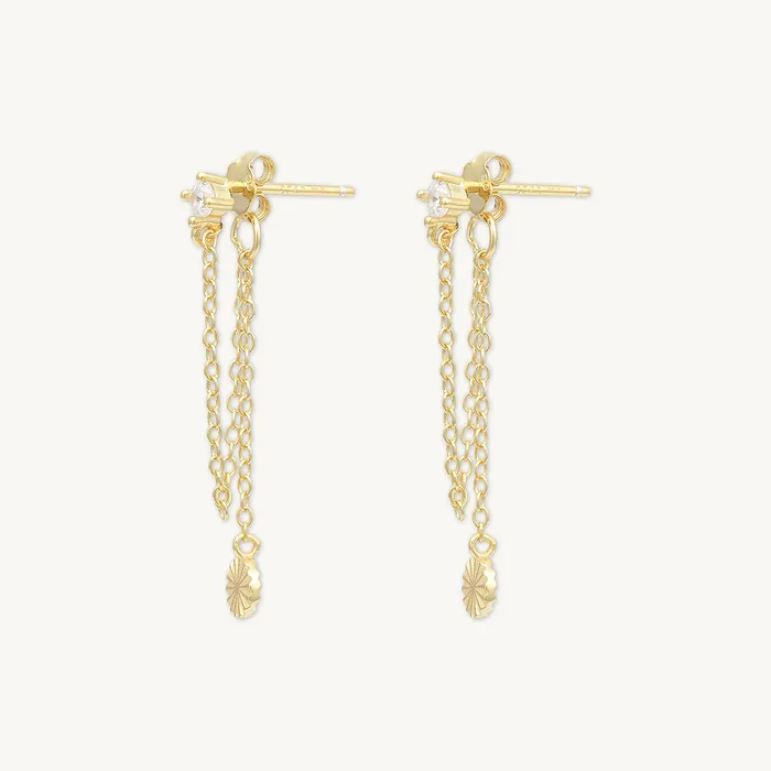 Sapphire Dangle Disc Chain Earrings Camile Stone Earrings Sapphire Dangle Disc Chain Earrings Camile Stone Earrings